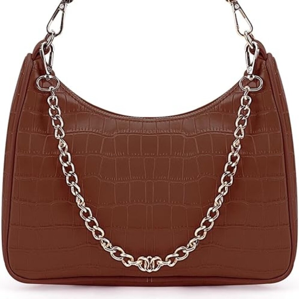 NEW! Faux Leather Purse/Shoulder Bag w/Crocodile Pattern and (3) Straps